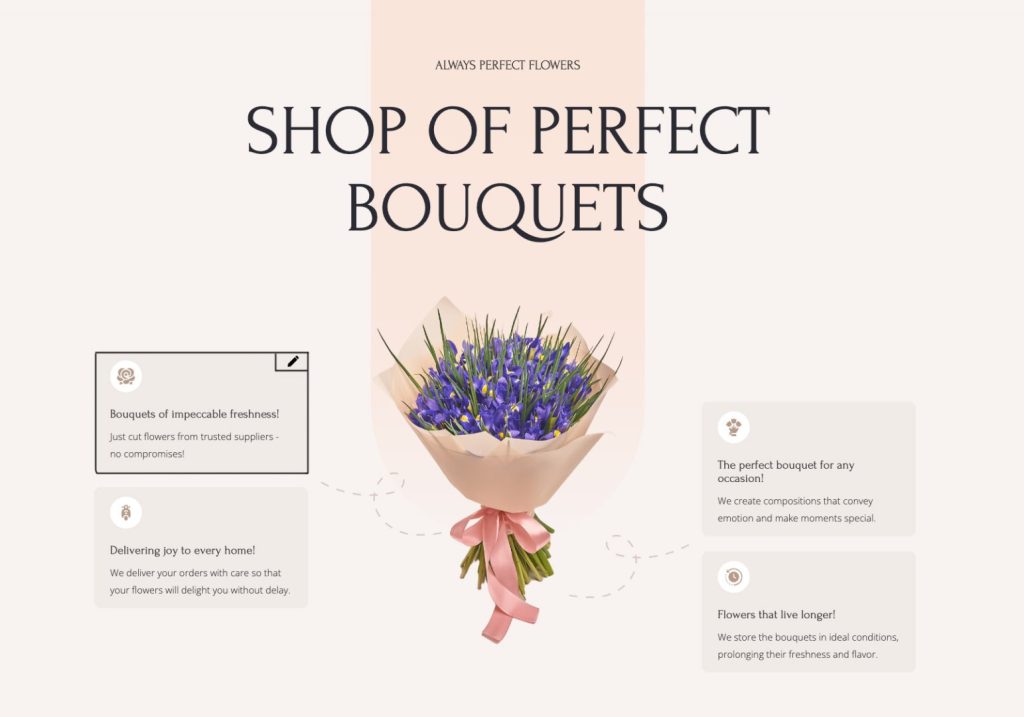 Beautiful bouquet of purple flowers with pink ribbon, flowers theme.